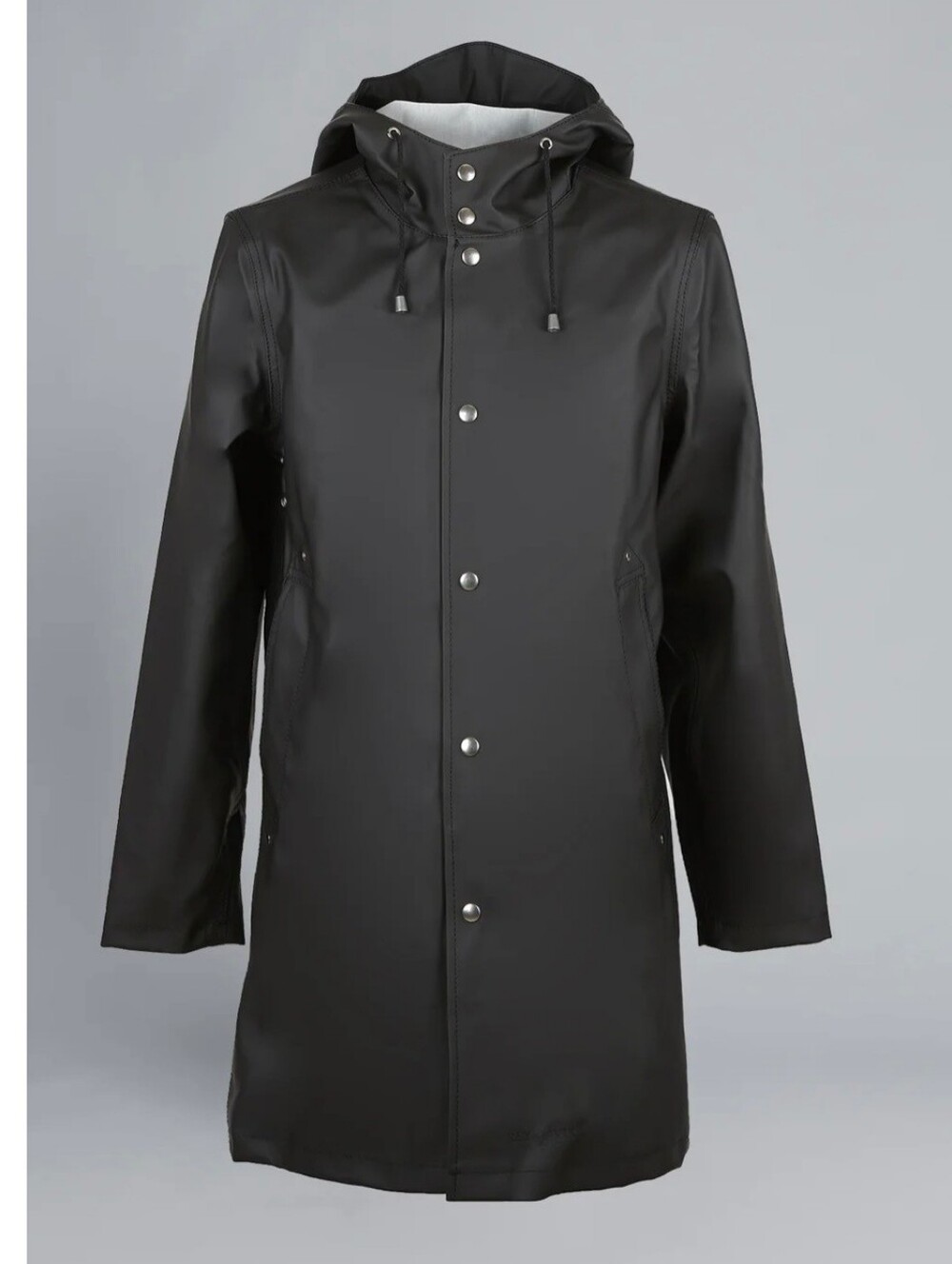 Iceland Reykjavik Black Hooded Raincoat Sz Xs (Rare Find)